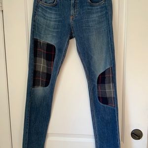 Rag & Bone The Dre Flannel Plaid Checker Patch Jeans 29